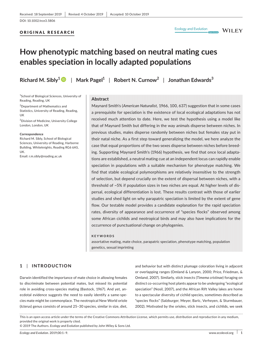 PDF) How phenotypic matching based on neutral mating cues enables 