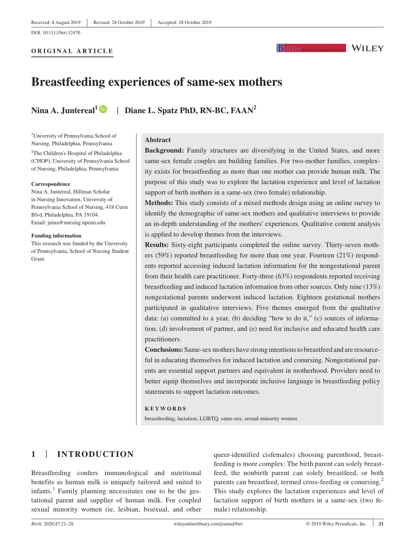 Breastfeeding experiences of same‐sex mothers | Request PDF