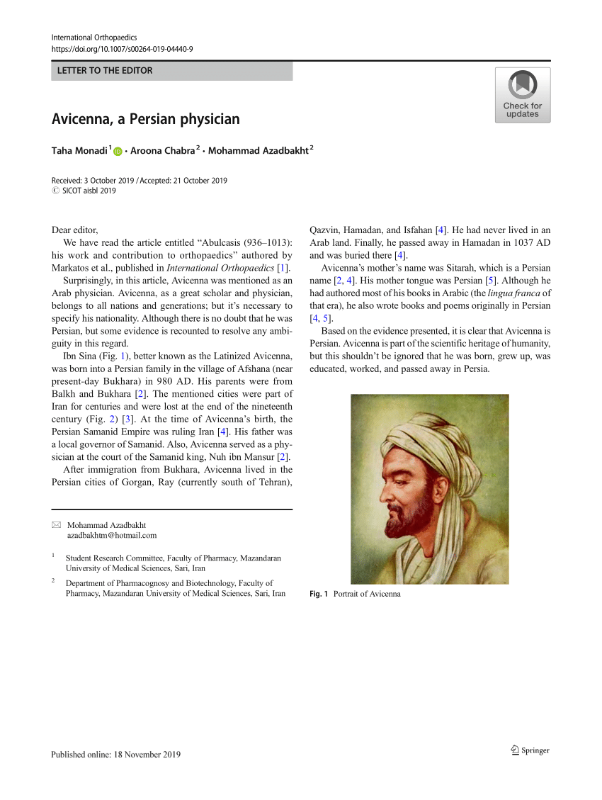 PDF) Avicenna, a Persian physician