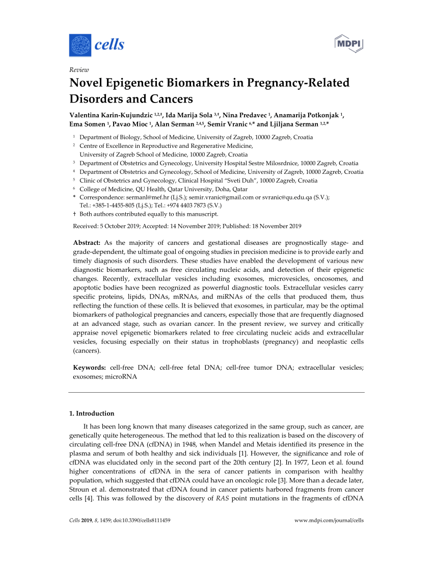 PDF) Novel Epigenetic Biomarkers in Pregnancy-Related Disorders ...
