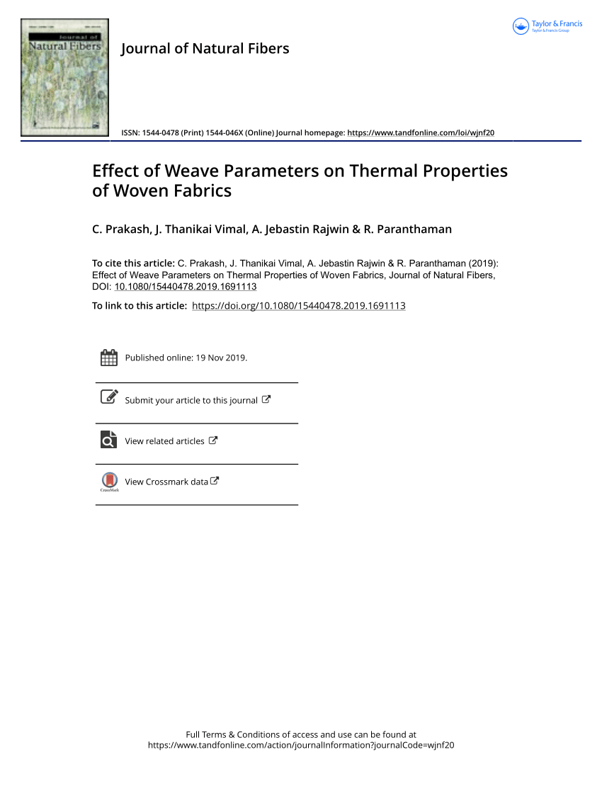 EFFECT OF DIFFERENT WEAVES ON THERMAL RESISTANCE PROPERTIES