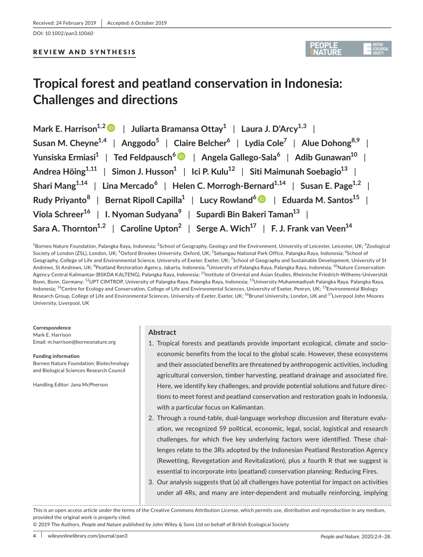 (PDF) Tropical forest and peatland conservation in Indonesia Challenges and directions