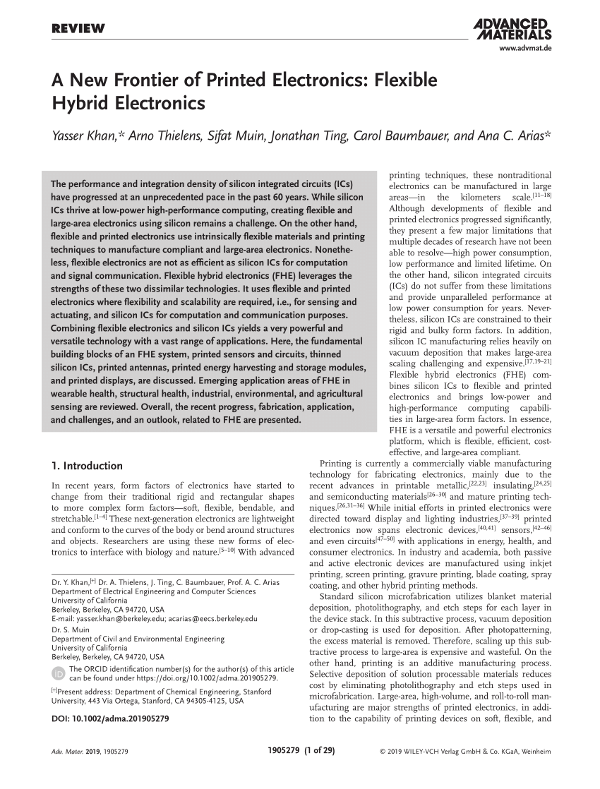 PDF) A New Frontier of Printed Electronics: Flexible Hybrid Electronics