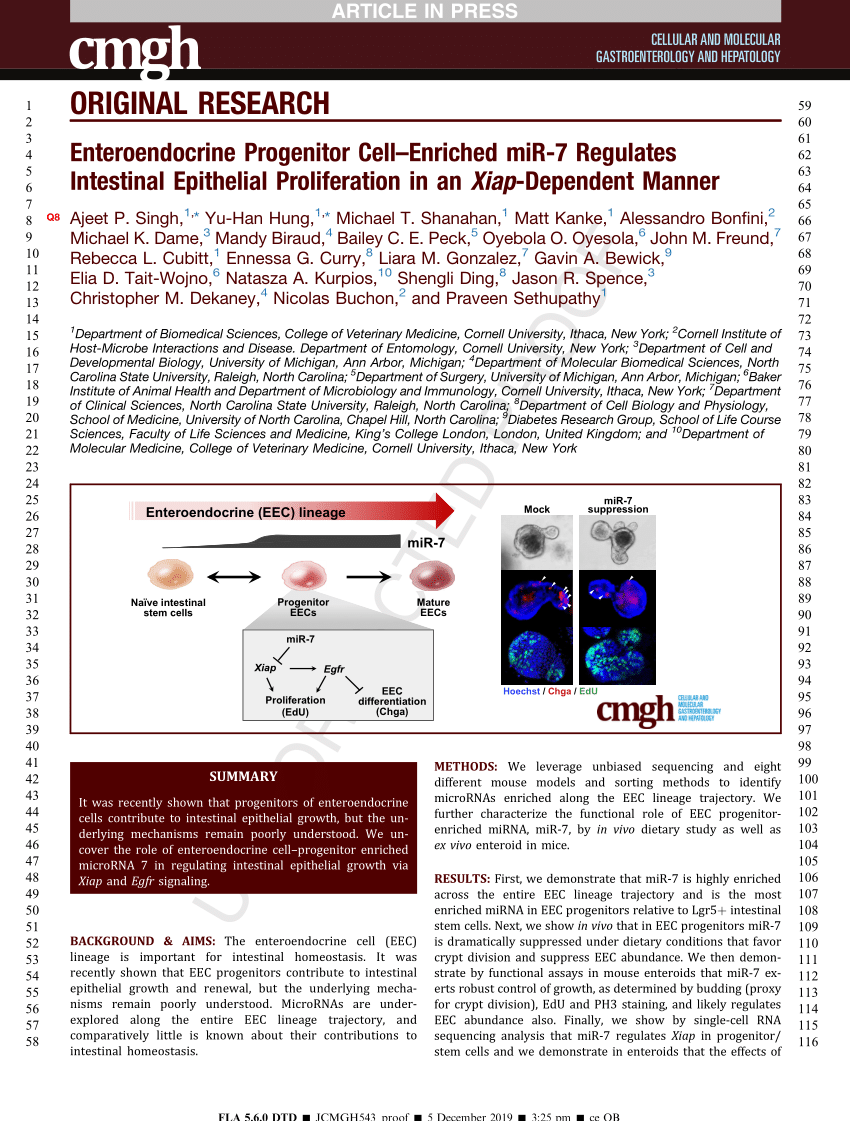 Pdf Enteroendocrine Progenitor Cell Enriched Mir 7 Regulates Intestinal Epithelial Proliferation In An Xiap Dependent Manner