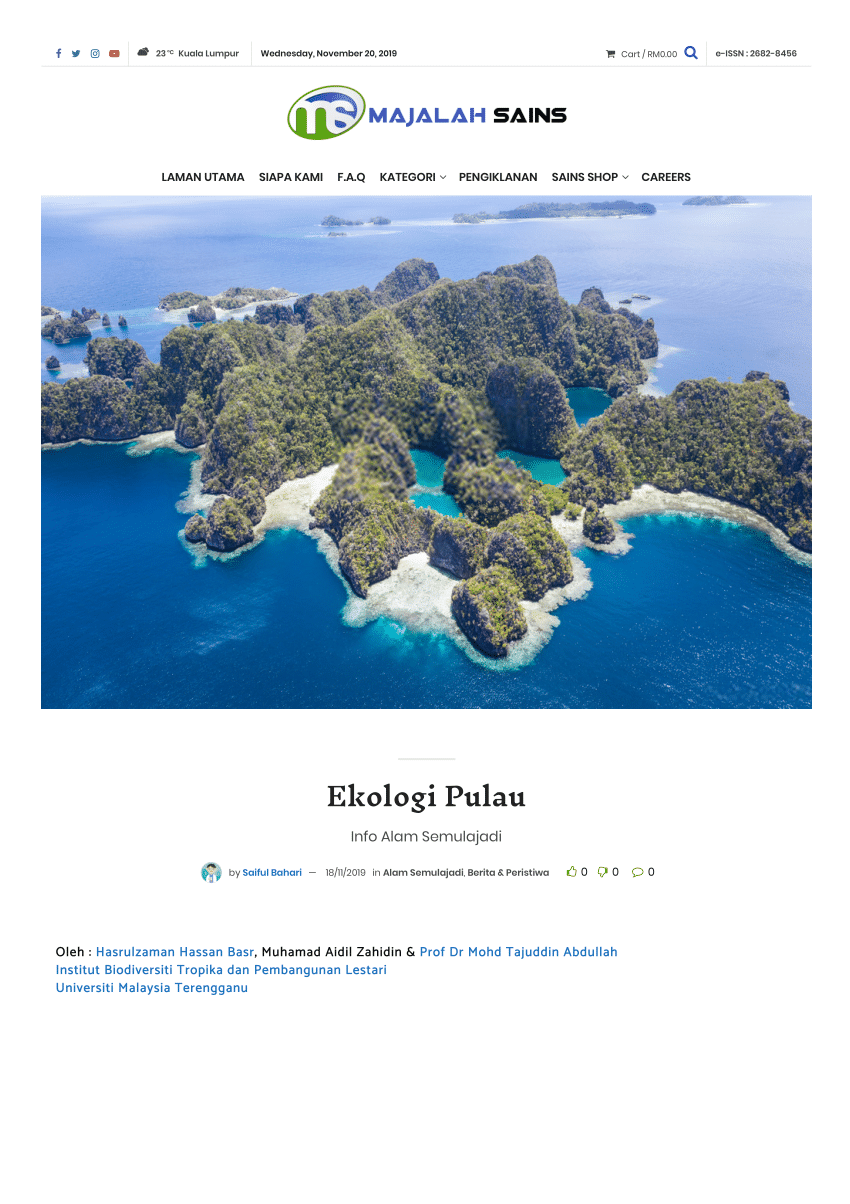 PDF) Ekologi Pulau (Ecology of Island)