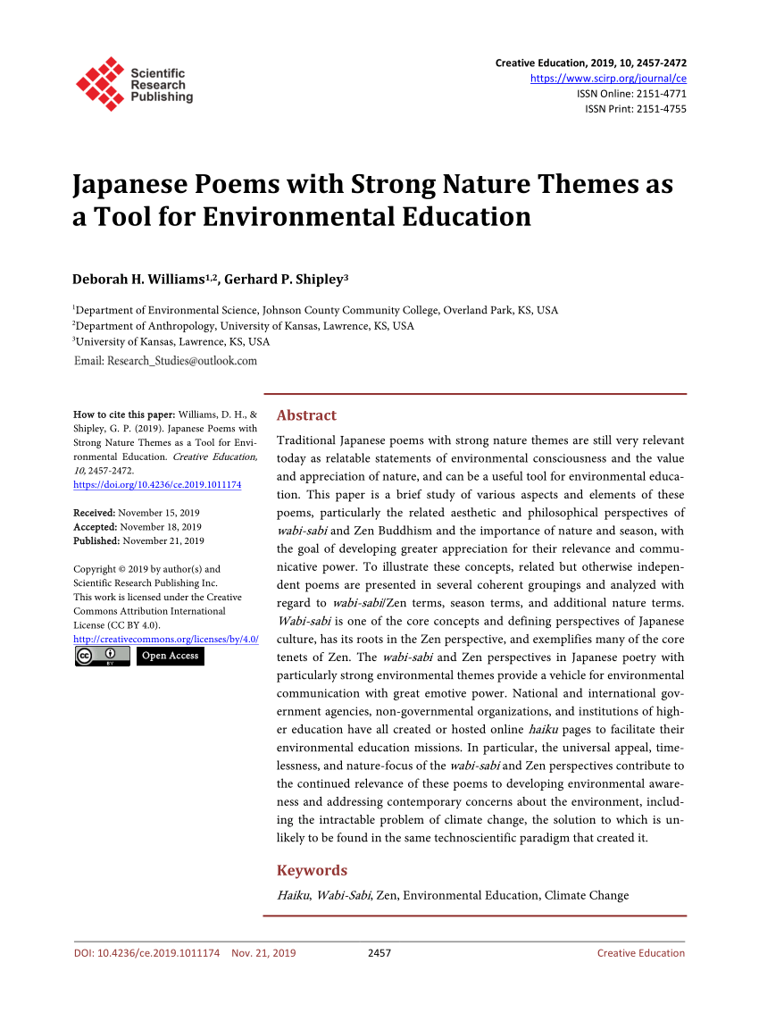 Pdf Japanese Poems With Strong Nature Themes As A Tool For
