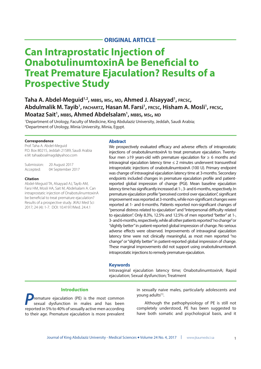 PDF Can Intraprostatic Injection of OnabotulinumtoxinA be Benefi