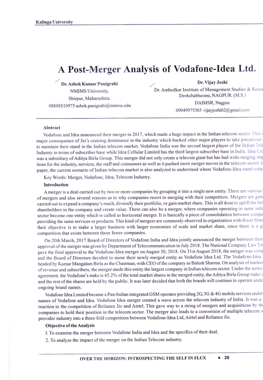 vodafone idea merger case study pdf