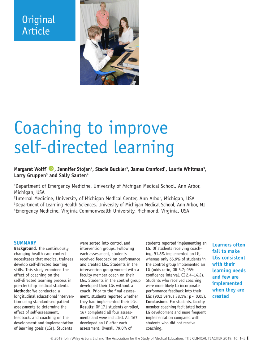 Pdf Coaching To Improve Self Directed Learning