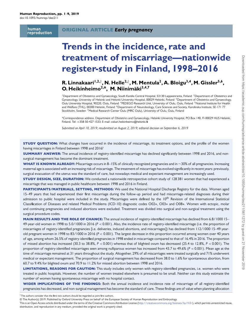 PDF) Trends in the incidence, rate and treatment of miscarriage ...