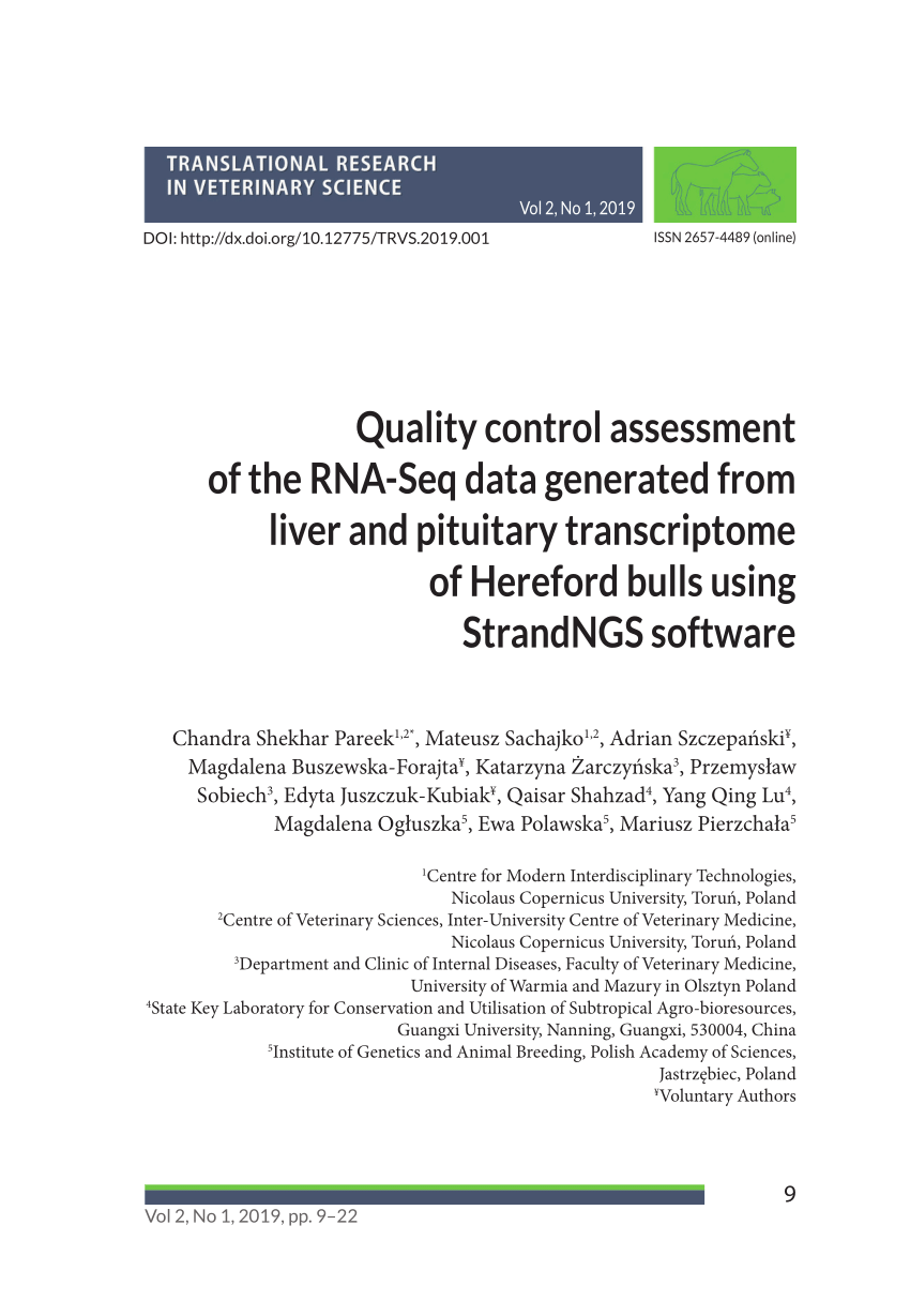 Pdf Quality Control Assessment Of The Rna Seq Data Generated From Liver And Pituitary Transcriptome Of Hereford Bulls Using Strandngs Software