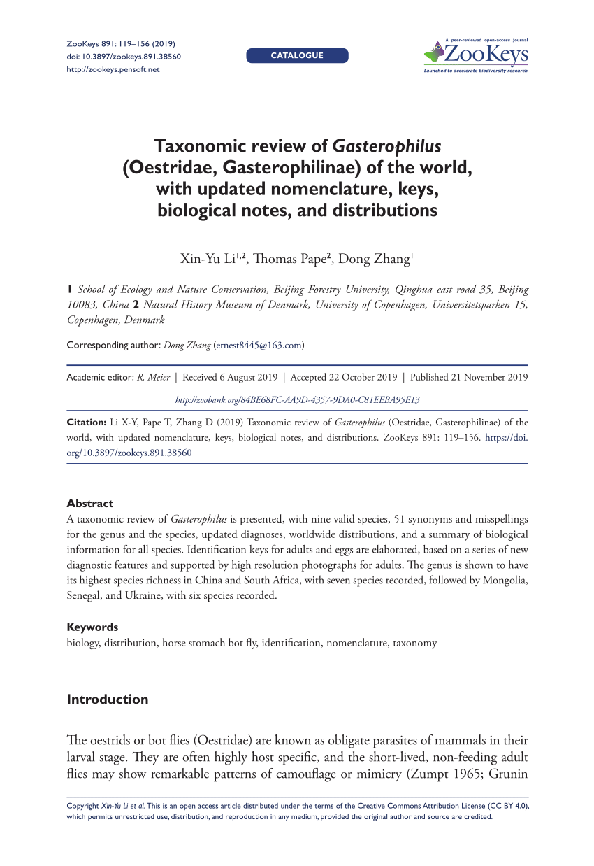 PDF) Taxonomic review of Gasterophilus (Oestridae, Gasterophilinae ...
