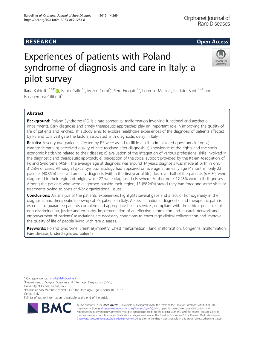 Pdf Experiences Of Patients With Poland Syndrome Of Diagnosis And