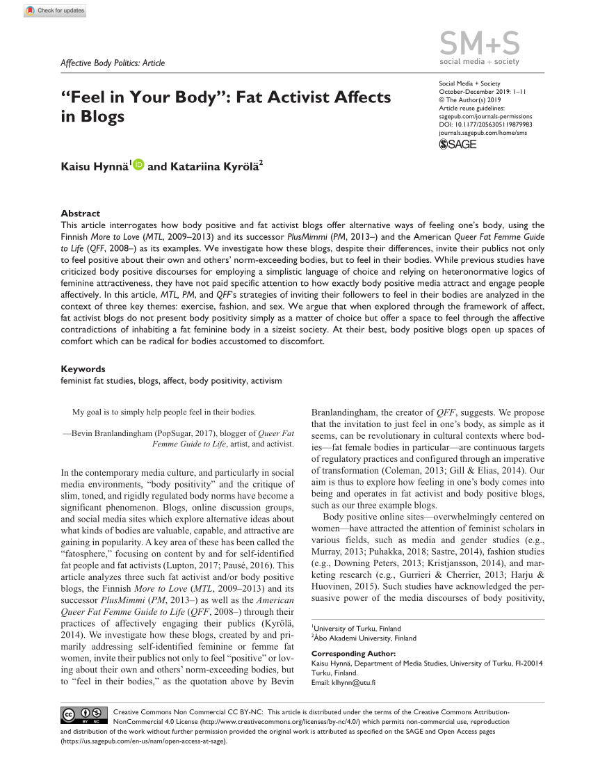 PDF) “Feel in Your Body” Fat Activist Affects in Blogs bilde