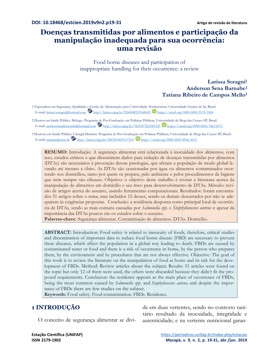 PDF) A IMPORTÂNCIA DA Salmonella spp. NA INTERAÇÃO AMBIENTE-HOMEM