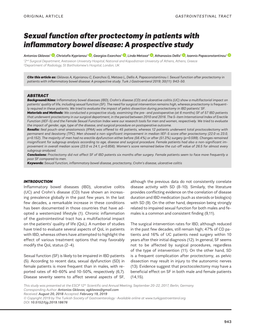 PDF Sexual function after proctectomy in patients with