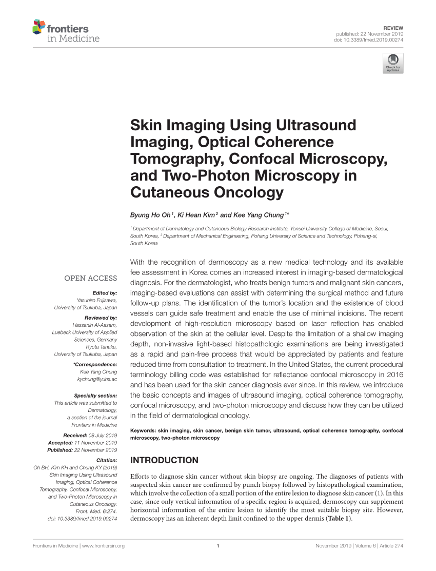 PDF) Skin Imaging Using Ultrasound Imaging, Optical Coherence ...