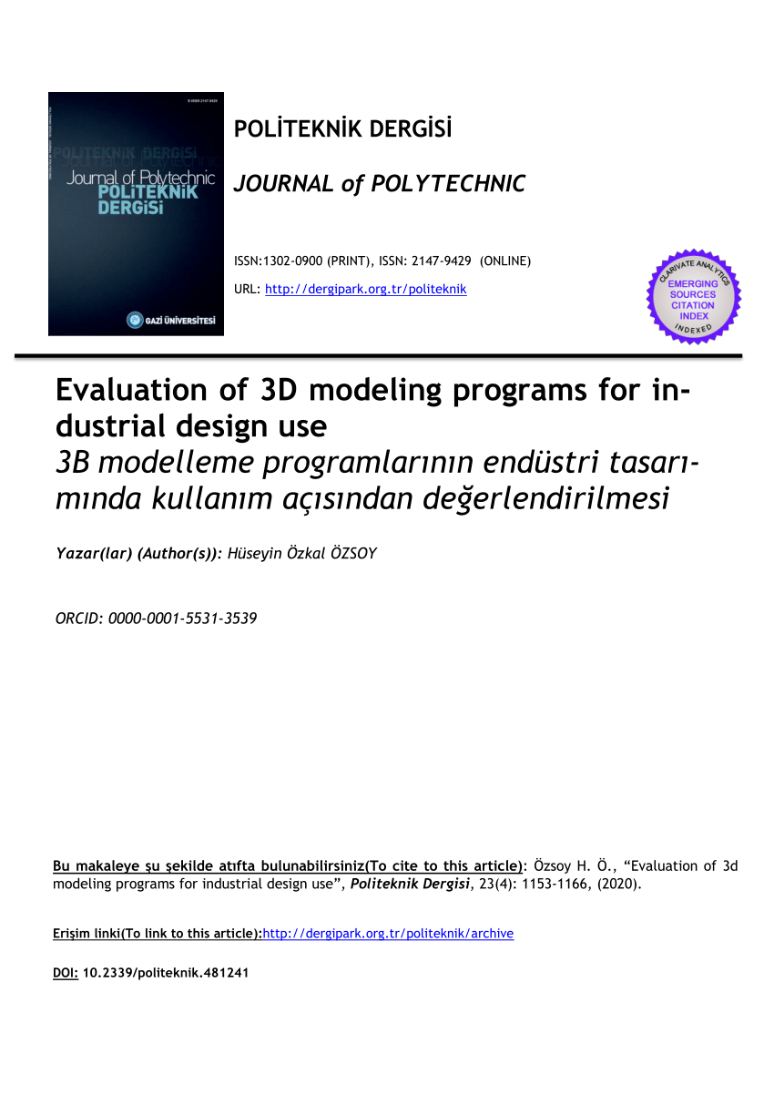 Pdf Evaluation Of 3d Modeling Programs For Industrial Design Use