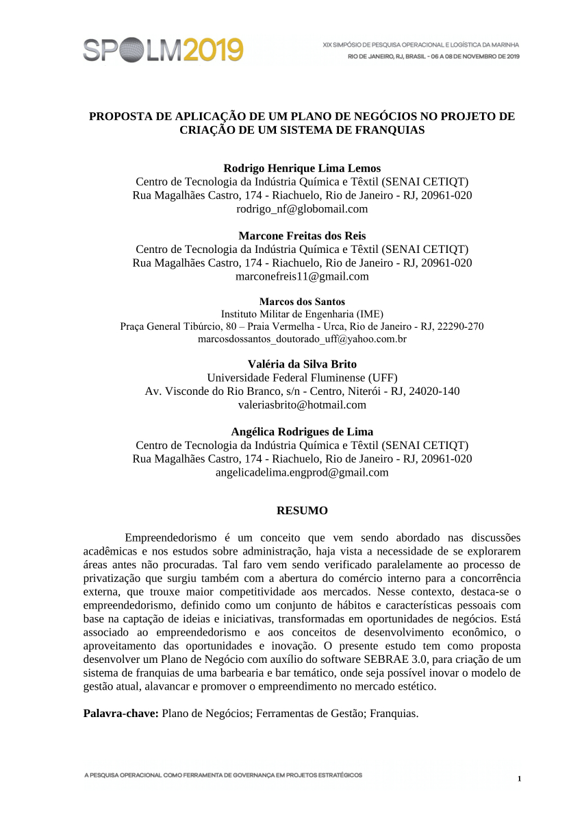 PDF) Proposta de Projeto: Análise dos Riscos de Negócios de