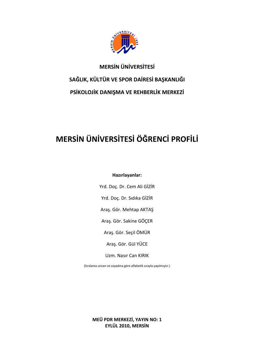 pdf mersin universitesi ogrenci profili