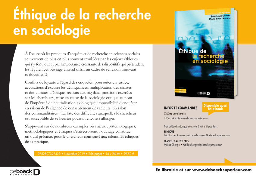 (PDF) Éthique de la recherche en sociologie