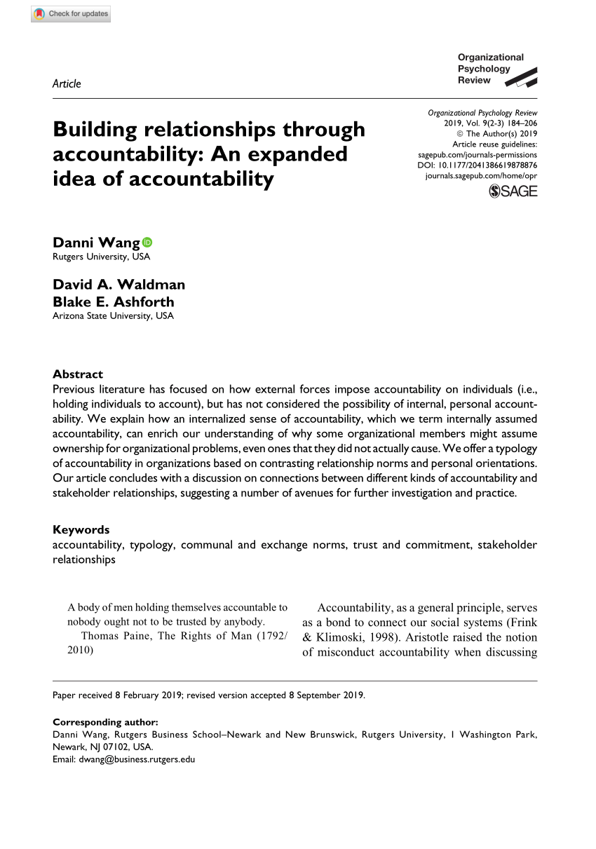 Pdf Building Relationships Through Accountability An Expanded Idea Of Accountability