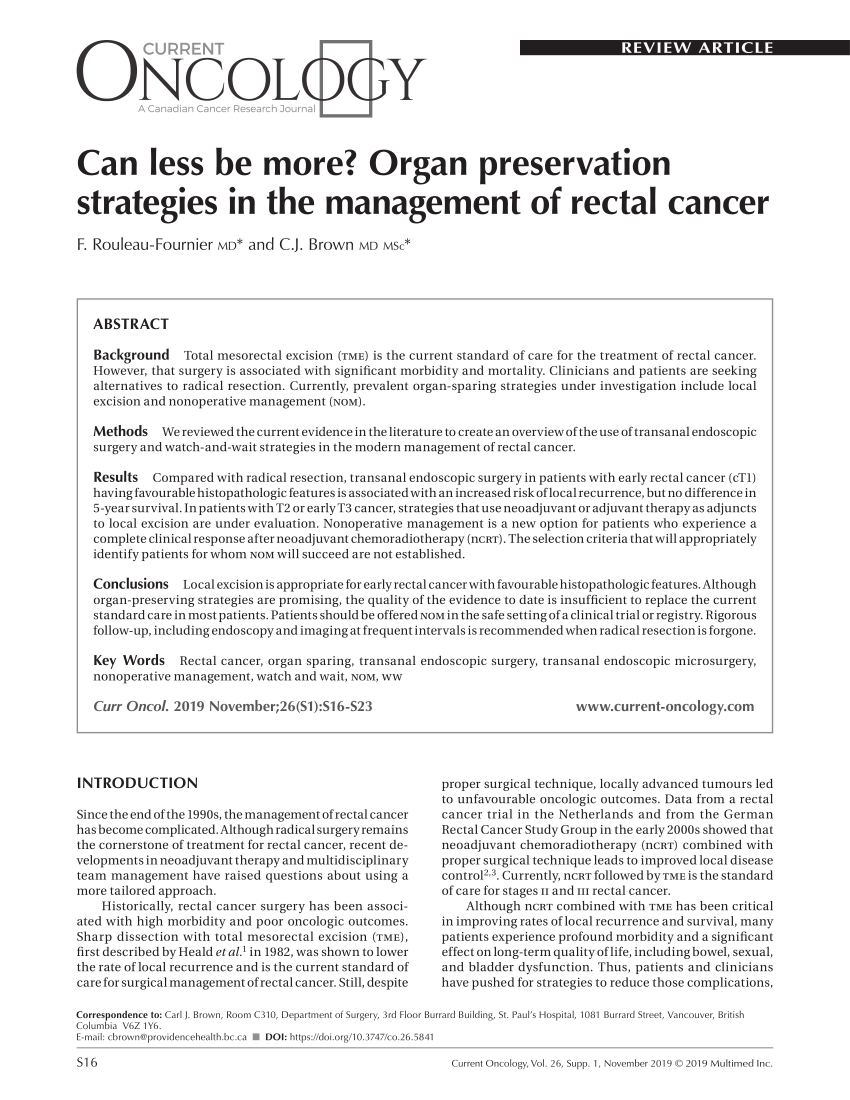 Pdf Can Less Be More Organ Preservation Strategies In The Management Of Rectal Cancer