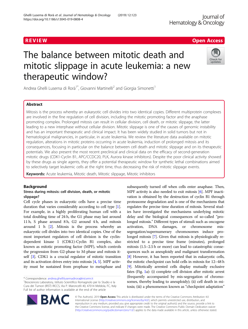 spids koste George Eliot PDF) The balance between mitotic death and mitotic slippage in acute  leukemia: A new therapeutic window?
