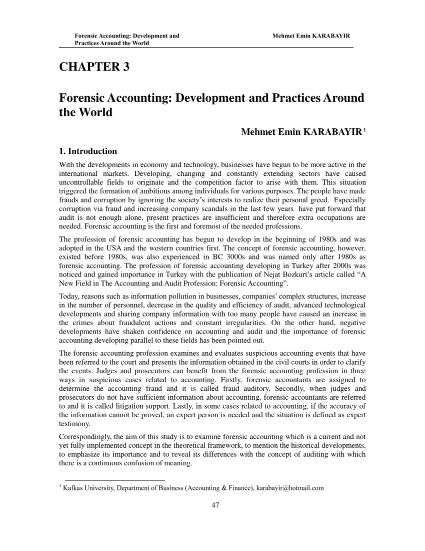 PDF) Forensic Accounting: Development and Practices Around the World