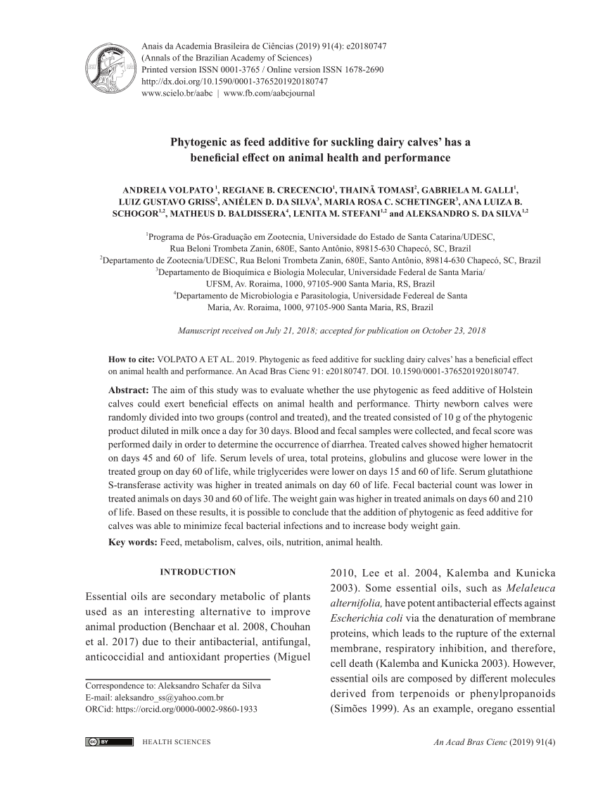 Pdf Phytogenic As Feed Additive For Suckling Dairy Calves Has A Beneficial Effect On Animal Health And Performance