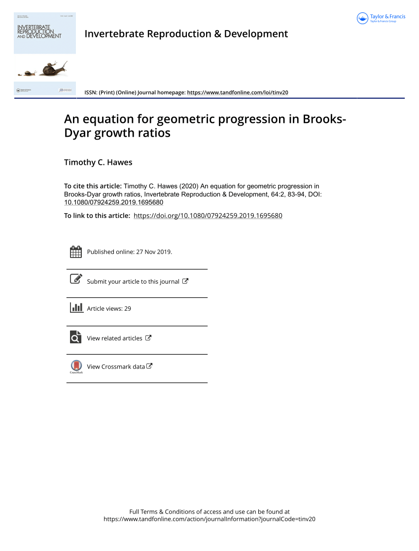 (PDF) An equation for geometric progression in Brooks-Dyar growth ratios