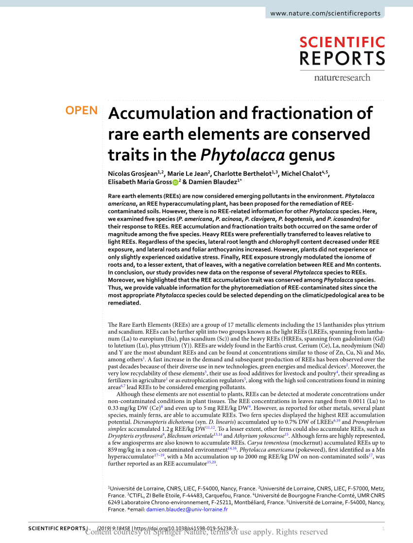 PDF) Accumulation and fractionation of rare earth elements are ...