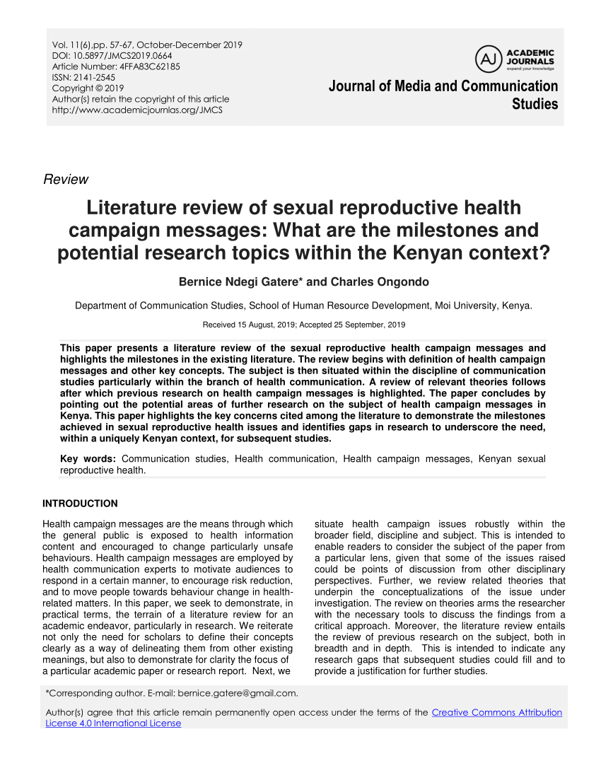 reproductive health related research topics