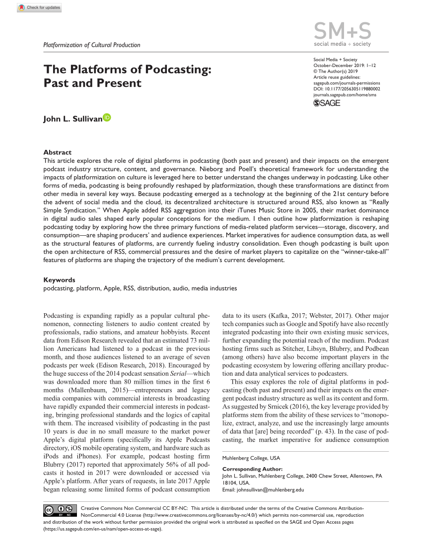 PDF) The Platforms of Podcasting: Past and Present