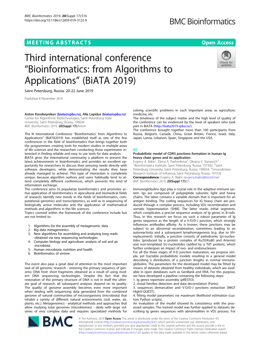 (PDF) Third international conference “Bioinformatics from Algorithms