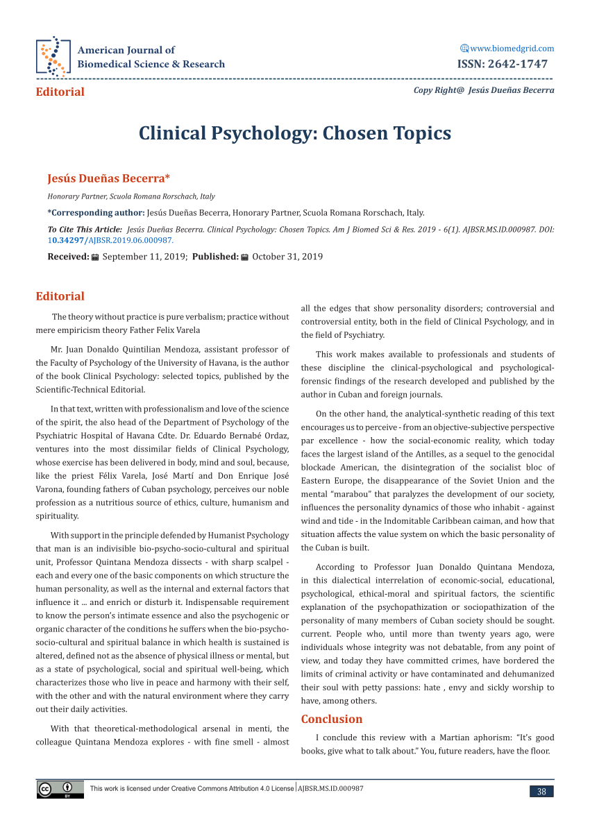 research topics in clinical psychology pdf