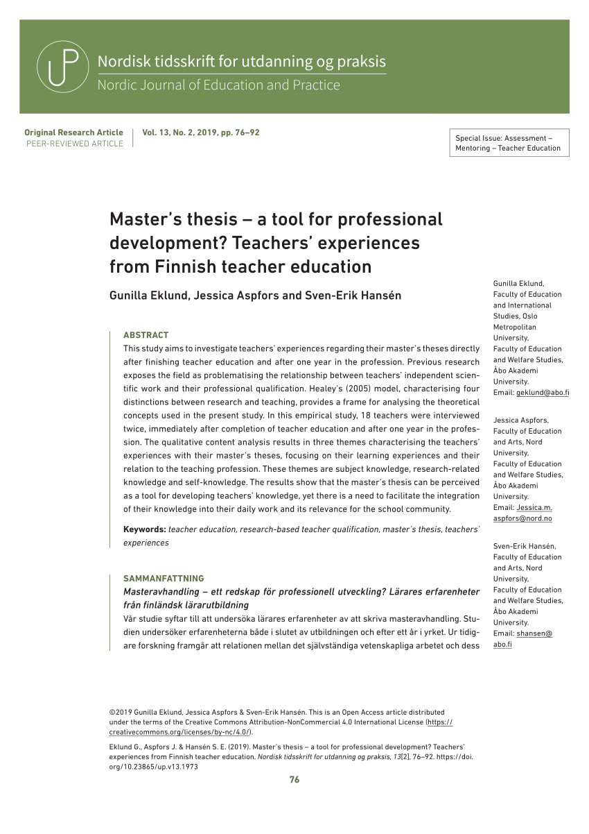 thesis on professional development pdf