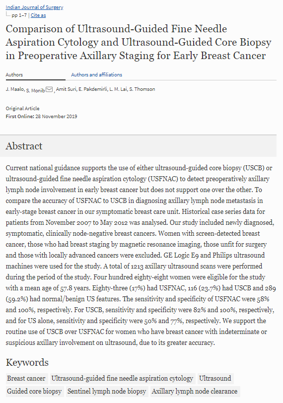 Pdf Comparison Of Ultrasound Guided Fine Needle Aspiration Cytology And Ultrasound Guided Core