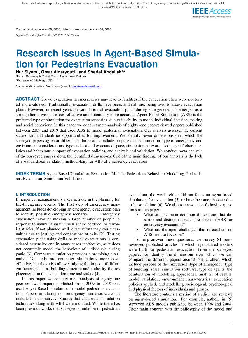 PDF) Research Issues in Agent-Based Simulation for Pedestrians ...