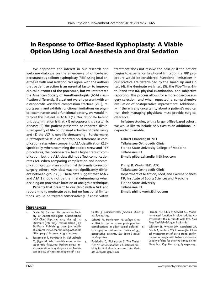 (PDF) In Response to OfficeBased Kyphoplasty A Viable Option Using