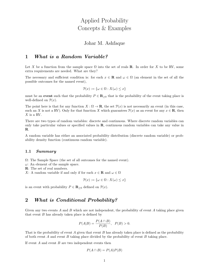 (PDF) Applied Probability Concepts & Examples