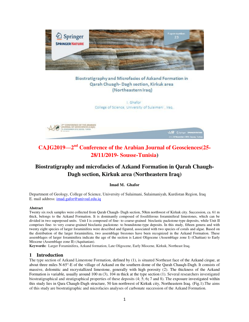 (PDF) CAJG20192 nd Conference of the Arabian Journal of Geosciences(25