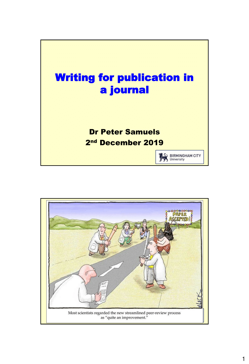(PDF) Writing for publication in a journal