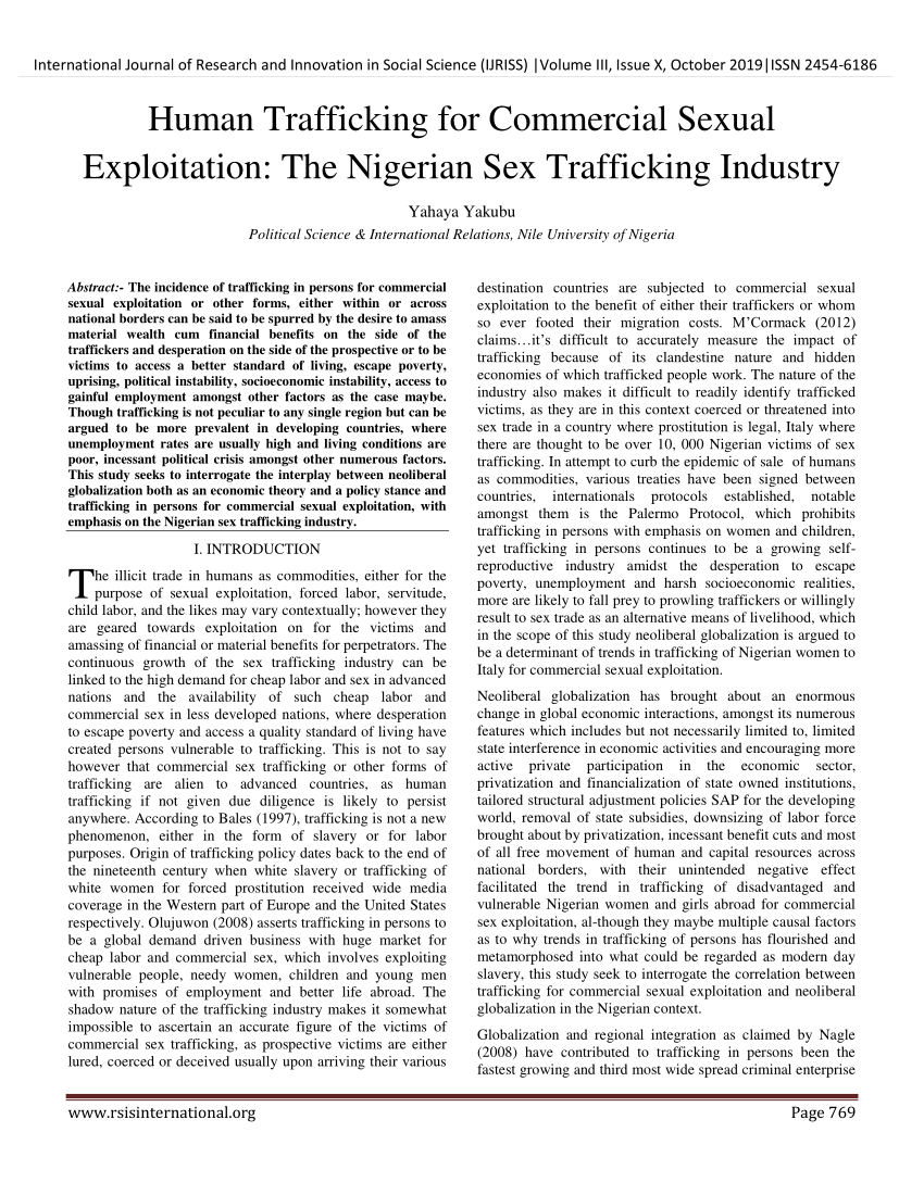 write an essay on human trafficking in nigeria