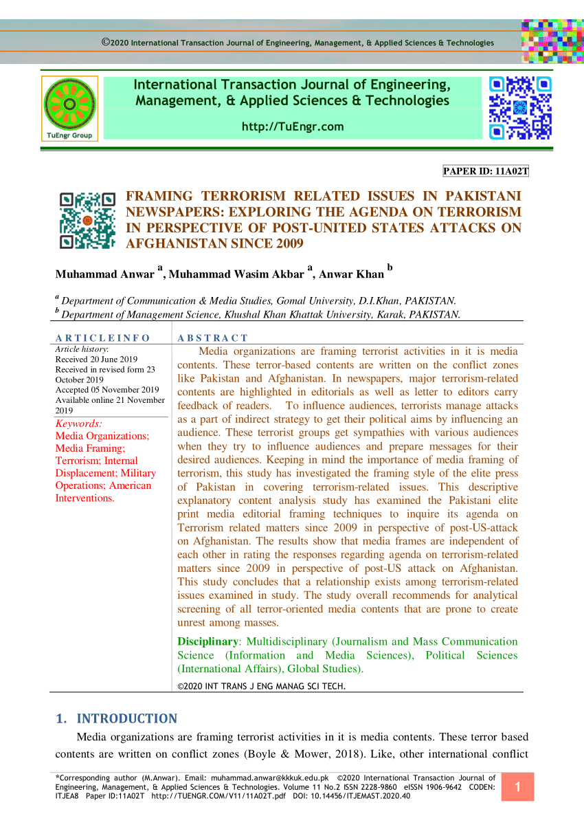 research paper on terrorism in pakistan