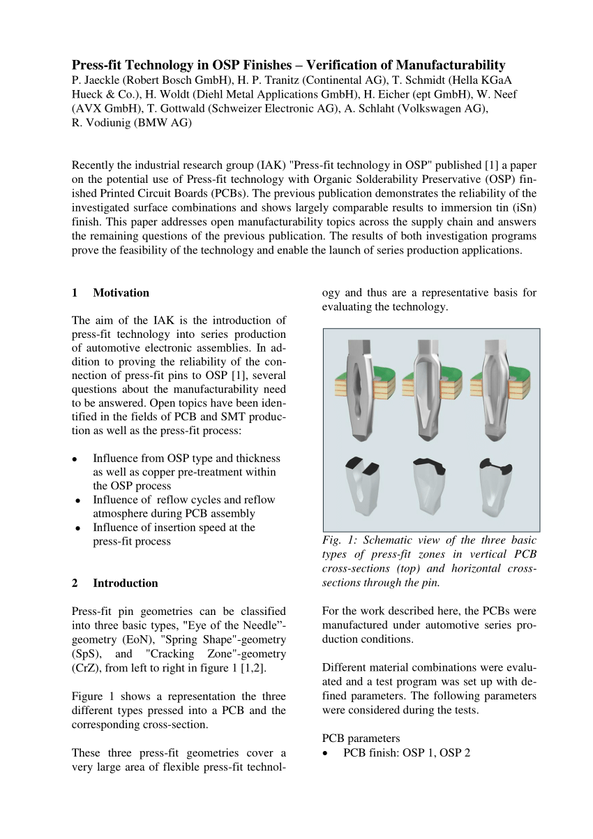 (PDF) Press-fit Technology in OSP Finishes -Verification of Sns-Brigh10