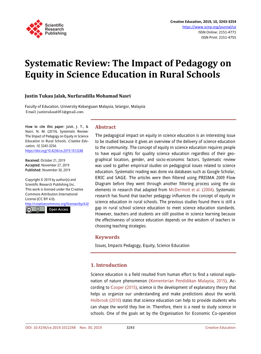 equity in education peer reviewed articles