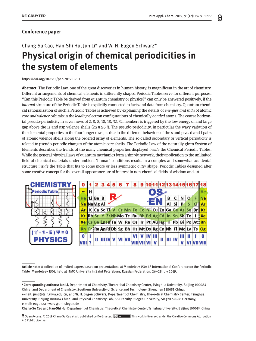 Chemical Periodicities