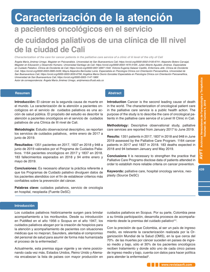 PDF) Caracterizacin de la atencin a pacientes oncolgicos en el ...