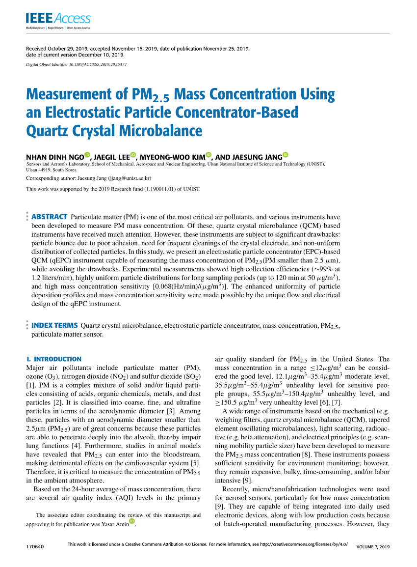 PDF) Measurement of PM 2.5 Mass Concentration Using an ...